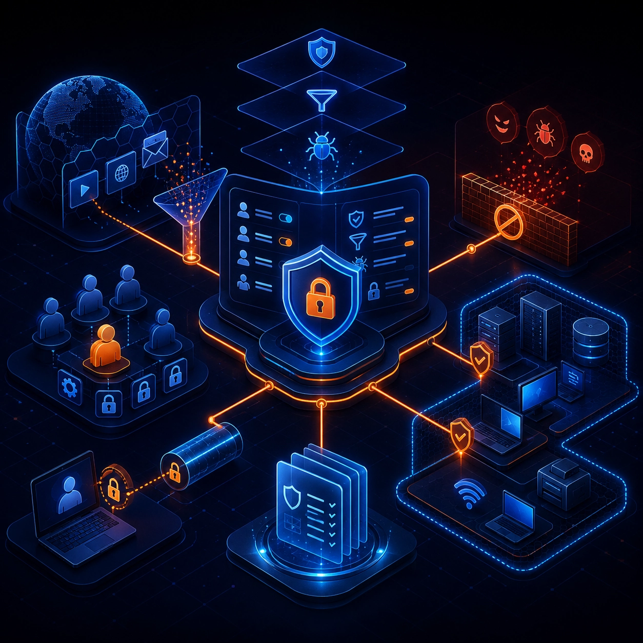 Ilustración de seguridad pasiva y control de accesos para empresas